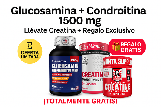 Salud articular + potencia muscular: Glucosamina 🧬 con Creatina + Bonus GRATIS 🎁