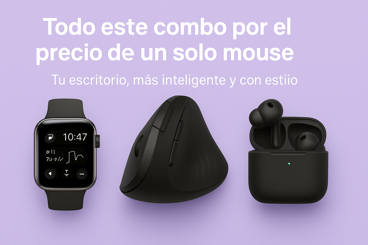 🎁 ¡Llévate el Mouse Inalámbrico Vertical + Un Reloj Inteligente y unos Audífonos totalmente GRATIS!