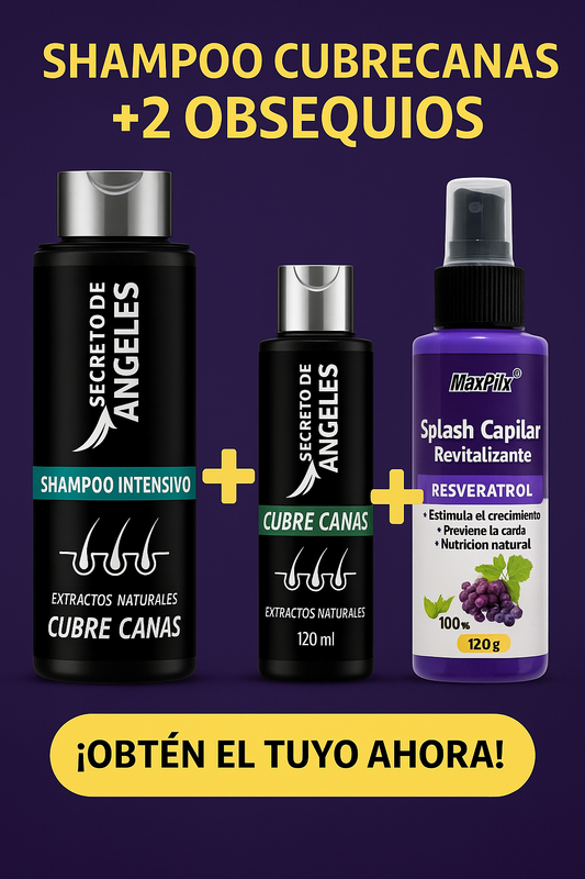 🎉 ¡Lleva el Shampoo Cubre Canas + 2 Regalos Exclusivos Totalmente GRATIS! 🧴✨